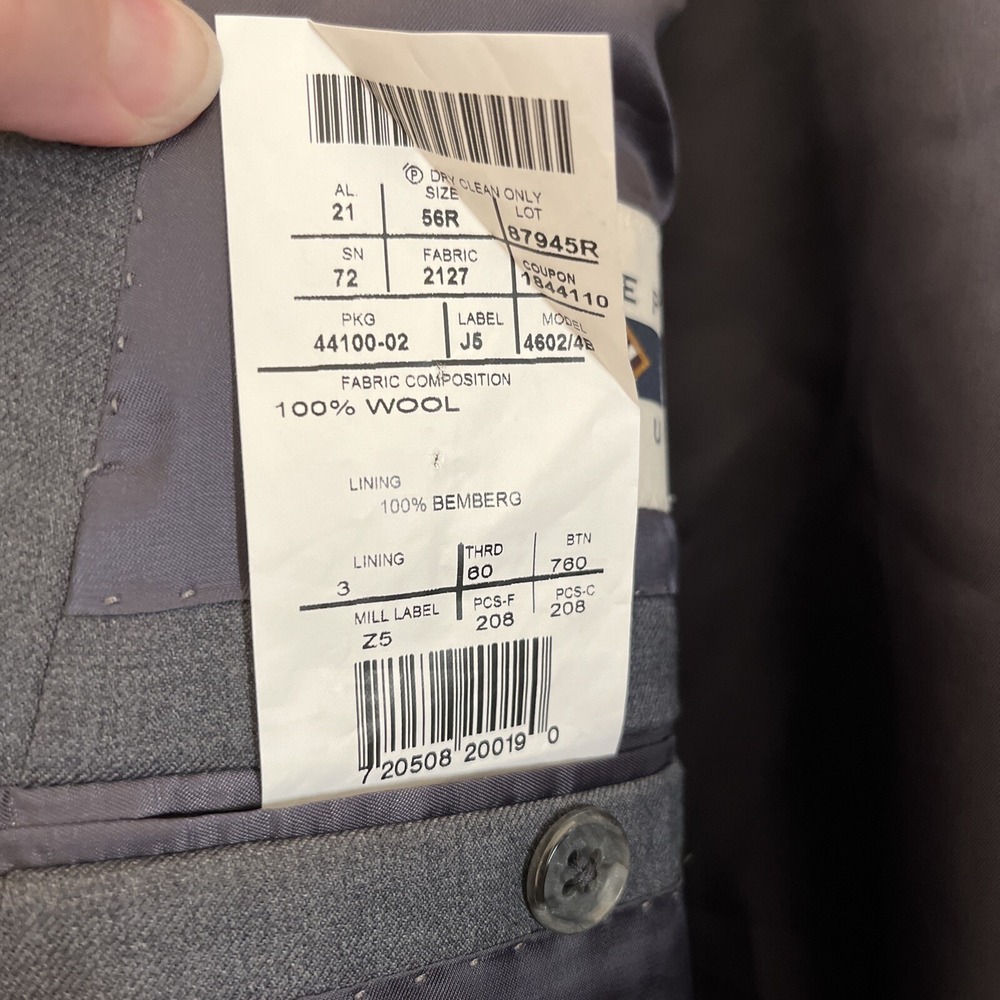Joseph Abboud Mens 56R Superfine Wool Jacket Zignone Super 110's Italy 2 Button - Picture 6 of 9
